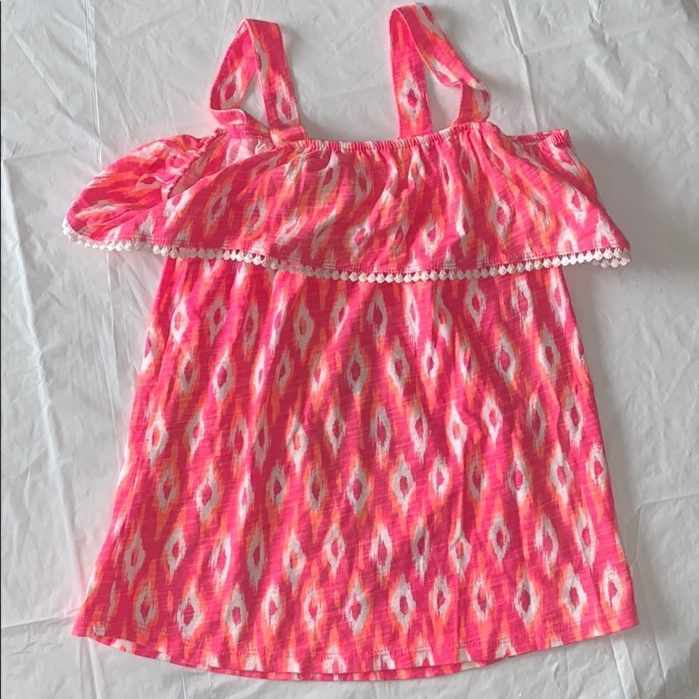 Cute ruffled print summer tank. Size 6x